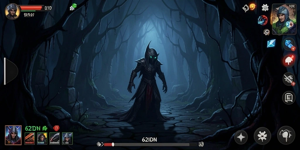 Screenshot menampilkan gameplay horor yang menegangkan dari 62IDN.