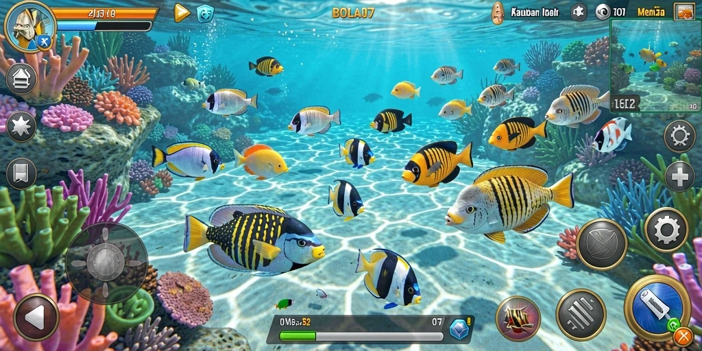 Tangkapan layar gameplay BOLA07 yang menampilkan aksi tembak ikan yang seru.