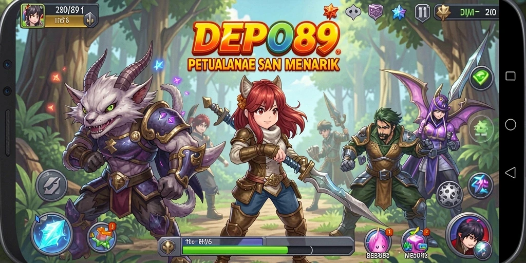 Tangkapan layar gameplay dari DEPO89 menampilkan pertarungan karakter anime yang mendebarkan.
