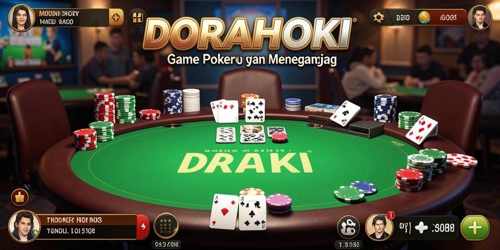 Gameplay DORAHOKI yang seru dalam suasana taruhan poker.