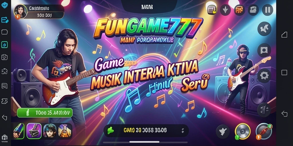 Screenshot FUNGAME777 menampilkan pemain menikmati gameplay musik yang interaktif.