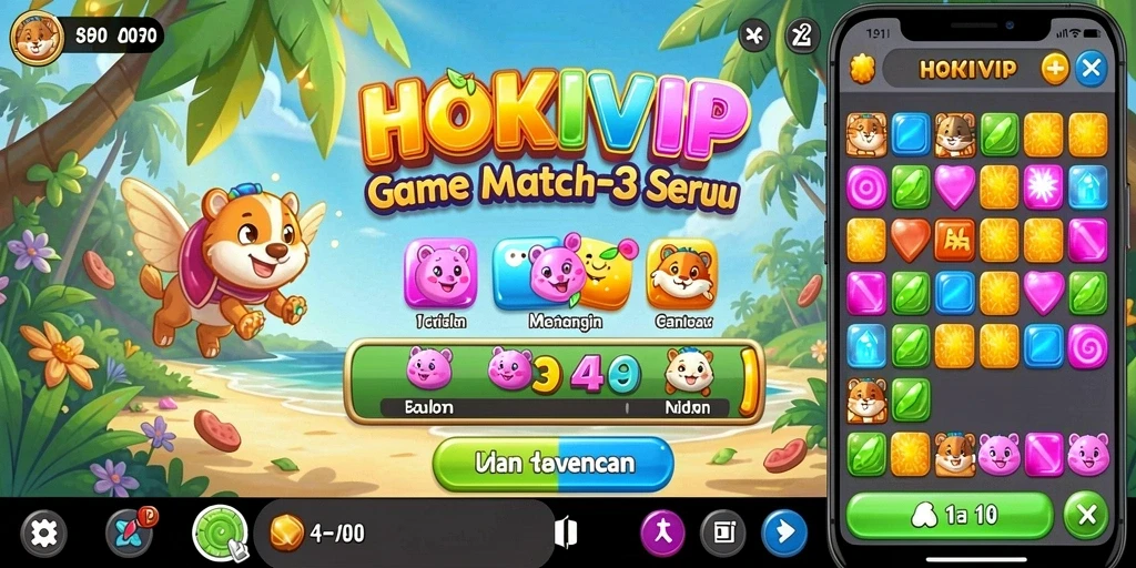 Tampilan gameplay HOKIVIP yang seru dalam genre Match-3.