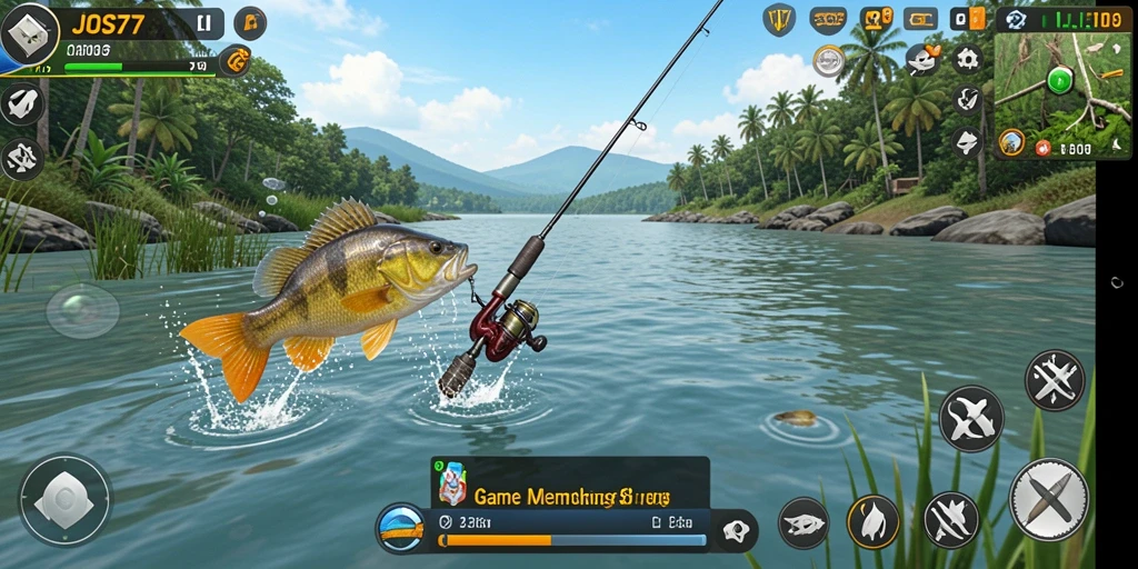 Tampilan gameplay JOS77 yang menarik saat menangkap ikan.