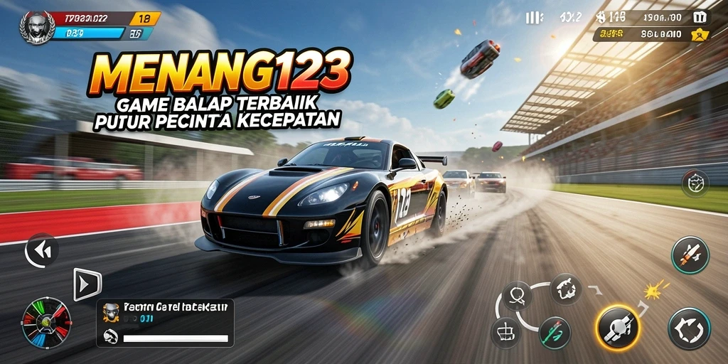 Tampilan gameplay balapan yang mendebarkan di MENANG123.