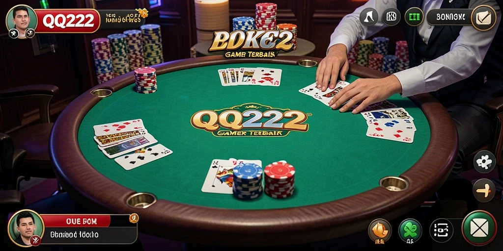 Tampilan gameplay poker yang seru dan menarik di QQ222.