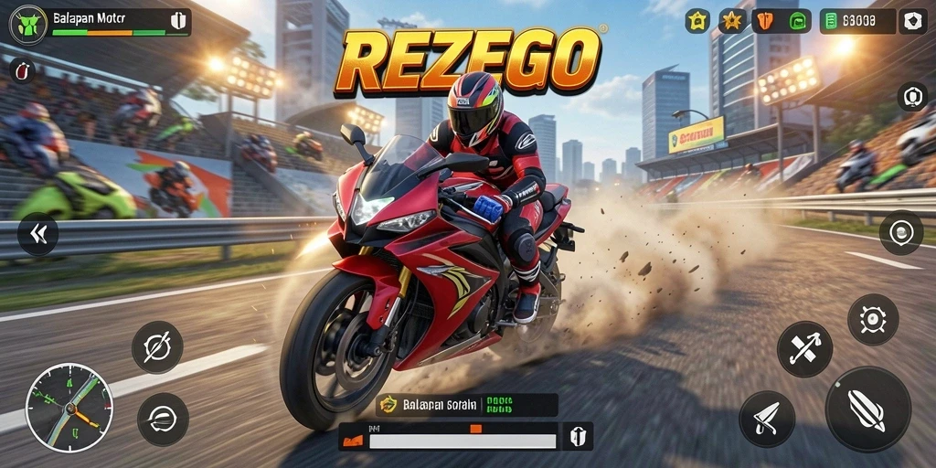 Tampilan gameplay akselerasi motor yang mendebarkan.