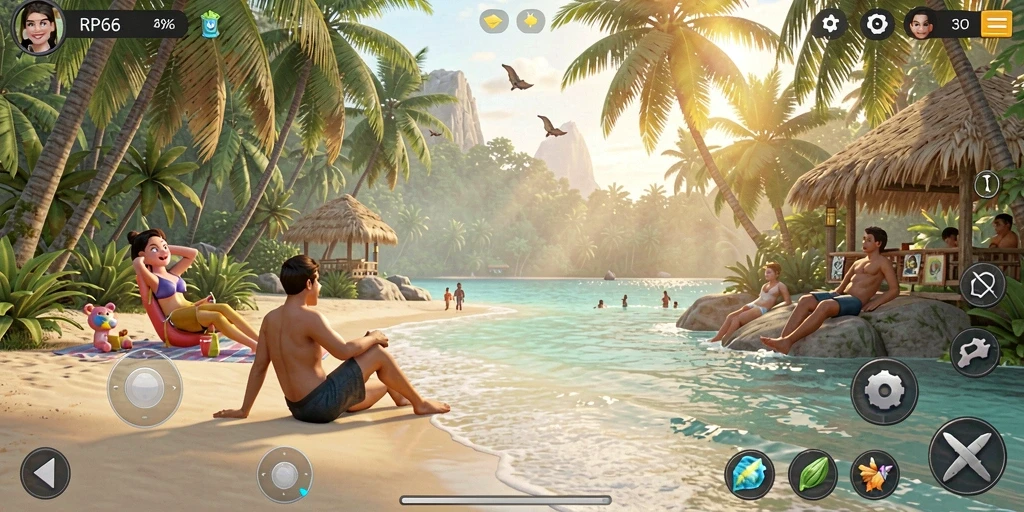 Tangkapan layar gameplay RP66 yang penuh warna dan menarik.