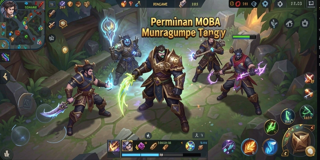 Screenshot gameplay RSNGAME menampilkan aksi pertarungan seru di arena MOBA.