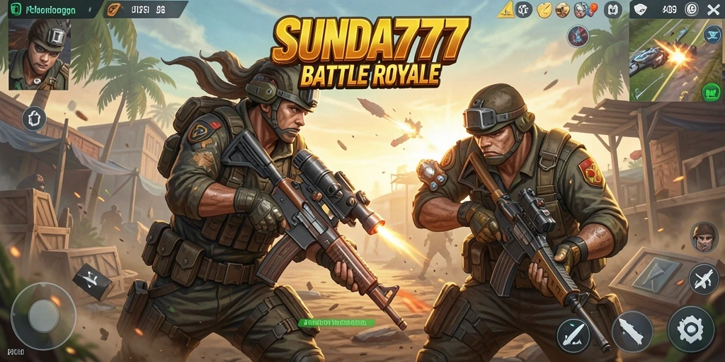 Tampilan seru gameplay SUNDA777 dalam pertempuran Battle Royale.