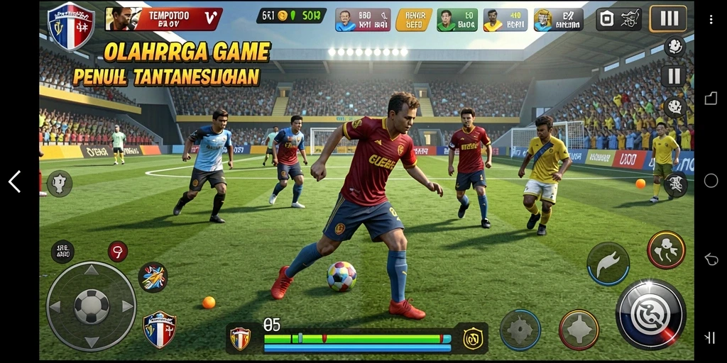 Tampilan gameplay TEMPOTOTO yang mendebarkan dengan aksi olahraga yang cepat.
