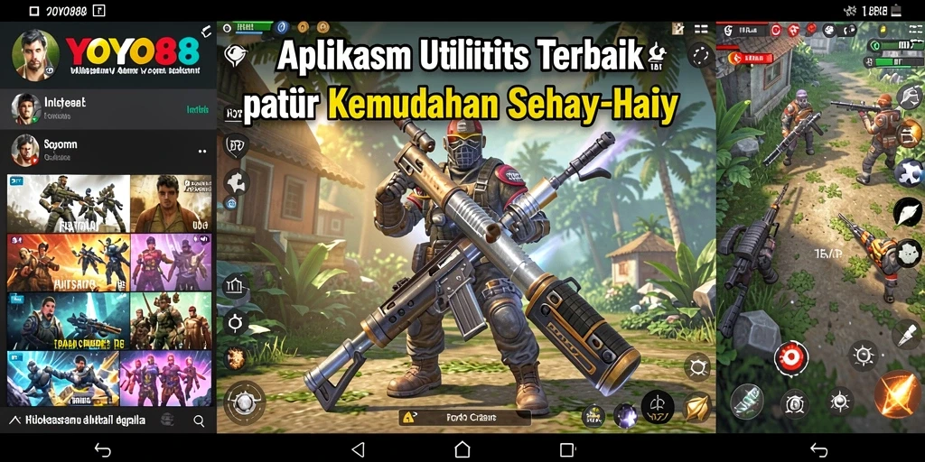 Tampilan antarmuka utama YOYO88 menunjukkan berbagai fitur utilitas.